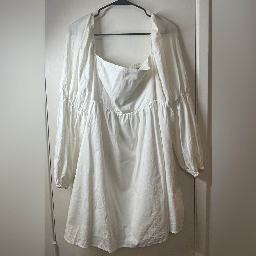 Reformation White Long-Sleeve Mini Dress